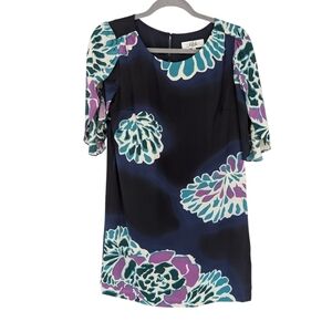 Tibi New York 100% Silk Shift Mini Dress Black Floral 4